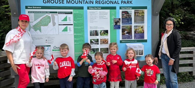 Children and educators from Sweet House Daycare visiting the wildlife refuge at Grouse Mountain