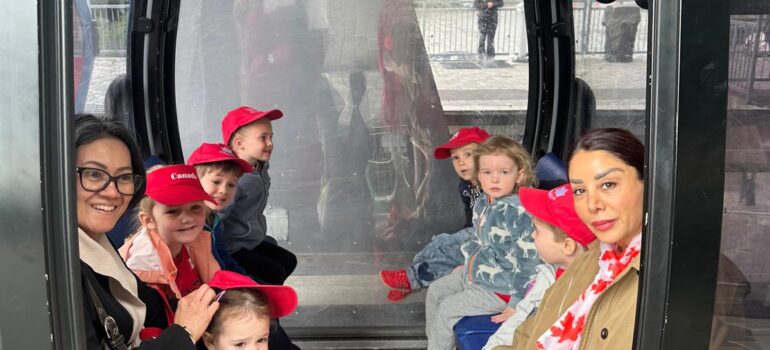 Sweet House Daycare children and educators riding the gondola during a Grouse Mountain field trip